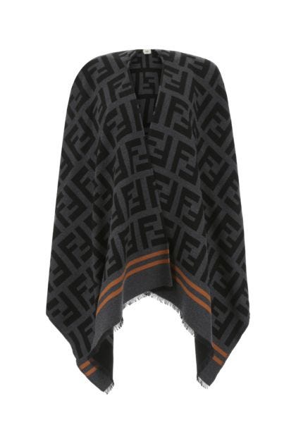 Embroidered wool blend cape