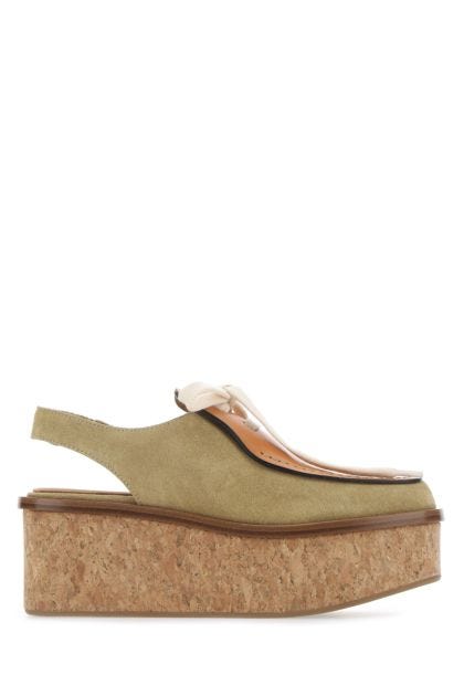 Two-tone leather wedges