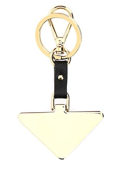 Two-tone metal and leather key ring