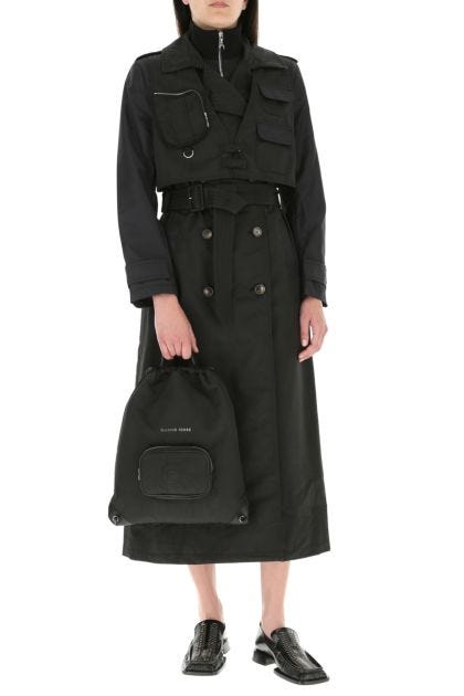 Black nylon trench coat 