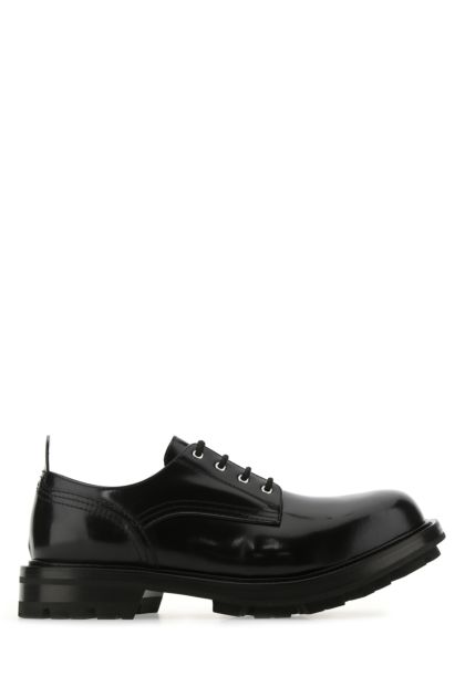 Black leather Worker lace-up shoes 