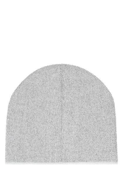 Light grey viscose blend beanie hat