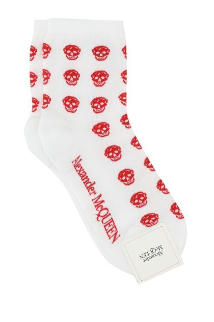 Embroidered stretch cotton blend socks 