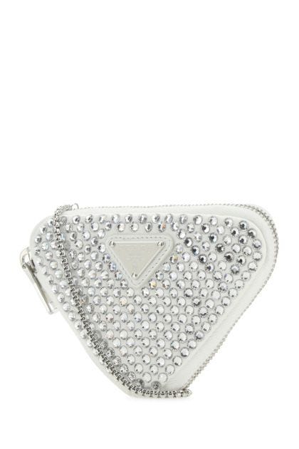 Embellished satin mini pouch