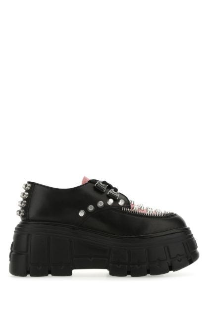 Black leather lace-up shoes