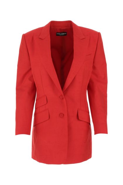 Red silk blend blazer 
