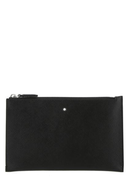 Black leather small Sartorial clutch 