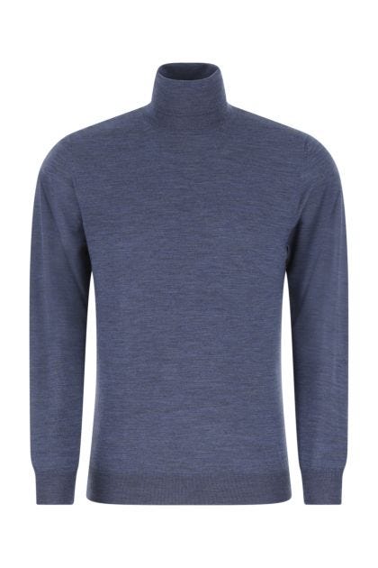 Melange denim blue wool sweater 