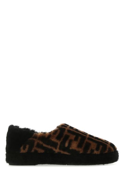 Printed shearling slippers