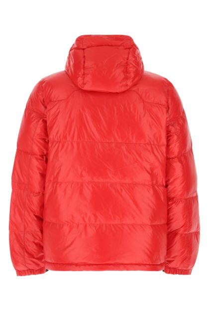 Red nylon down jacket 