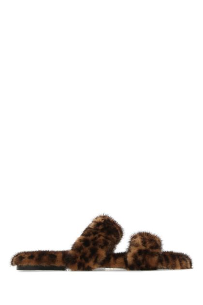 Printed fur slippers 