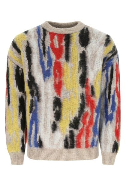 Embroidered wool blend sweater 