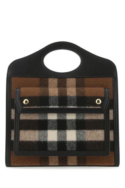 Multicolor flannel and leather mini Pocket handbag 