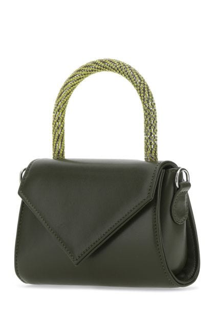 Army green nappa leather handbag 