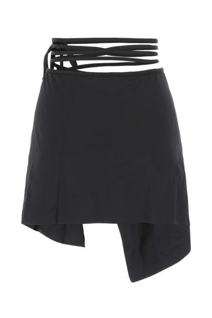 Black stretch nylon pareo skirt 