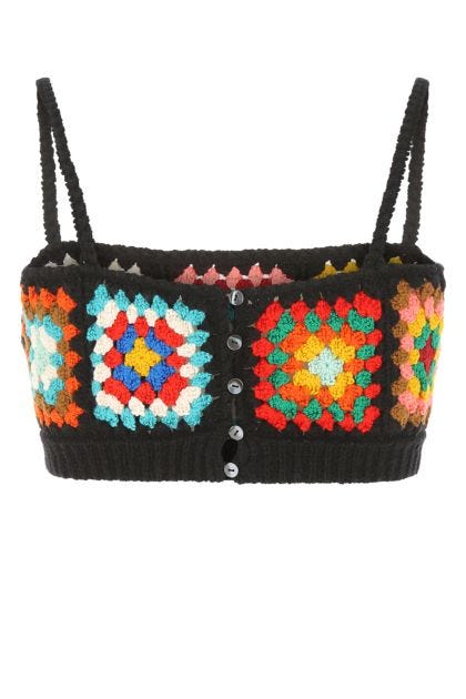 Multicolor crochet Positive Vibes crop-top