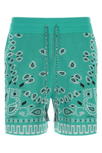 Embroidered cotton blend Bandana bermuda shorts 