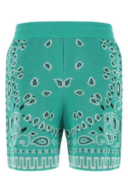 Embroidered cotton blend Bandana bermuda shorts 