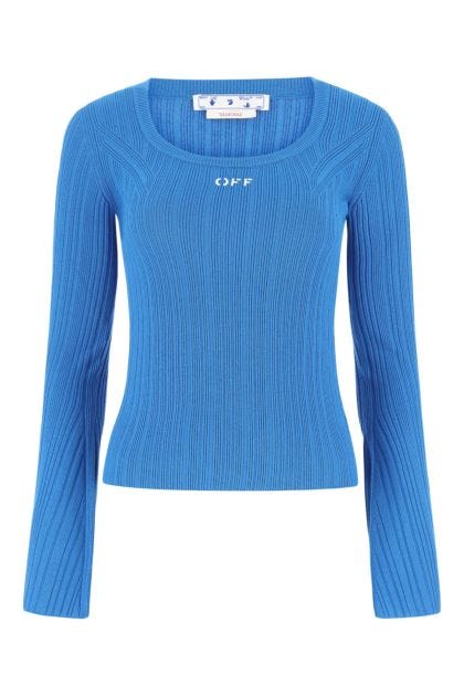 Turquoise viscose blend sweater 