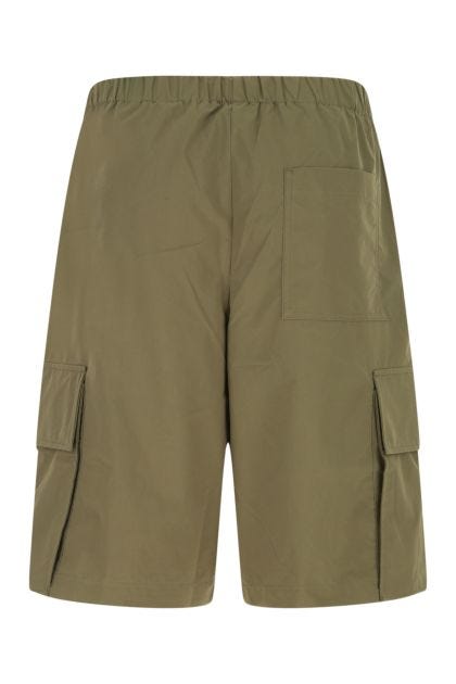 Army green polyester blend bermuda shorts