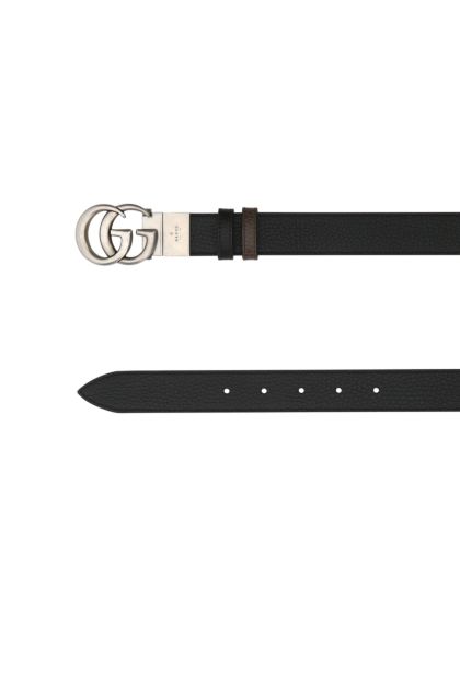 Black leather GG Marmont reversible belt 