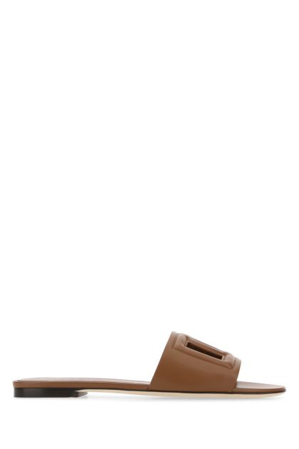 Brown nappa leather slippers 
