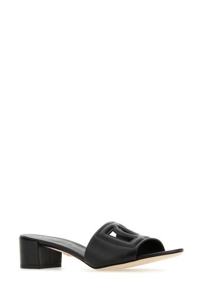 Black leather Crystal 40 mules