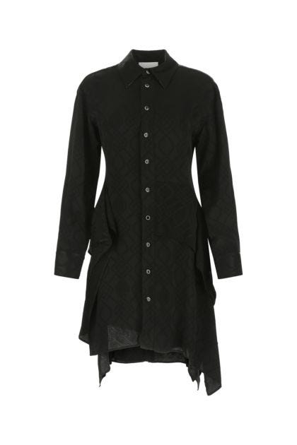Black satin shirt dress