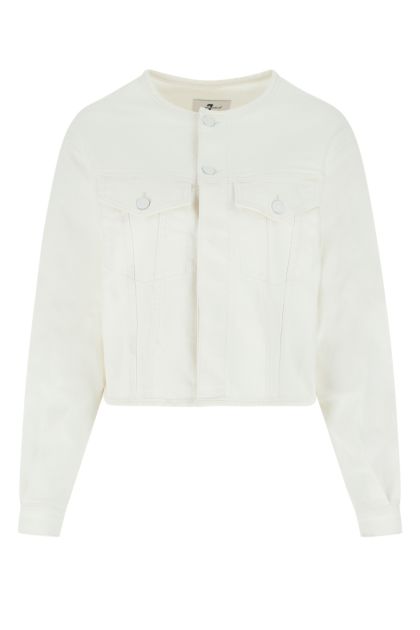 White stretch denim jacket 