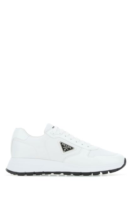 White Re-nylon and leather sneakers 