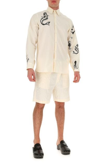 Ivory cotton Bermuda shorts 