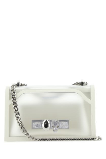 Two-tone PVC and leather Jewelled Satchel shoulder bag 