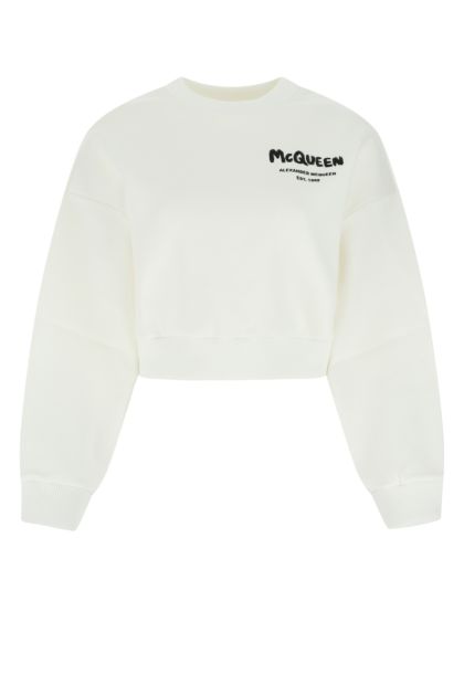 White cotton blend sweatshirt