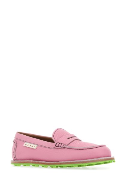 Pink leather loafers 