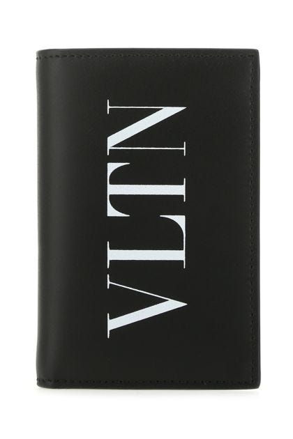 Black leather VLTN card holder 