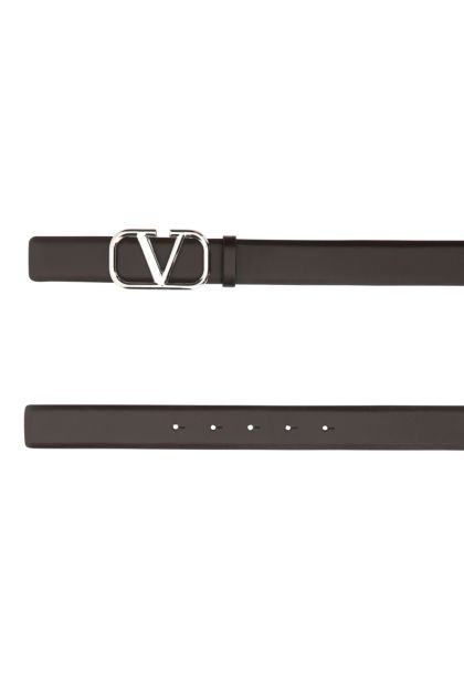 Dark brown leather VLogo Signature belt 