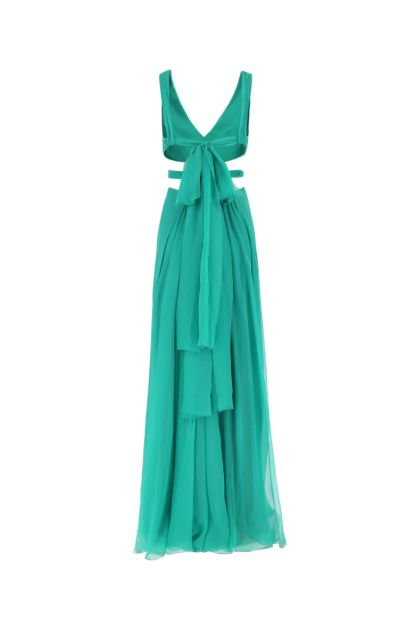 Green chiffon long dress 