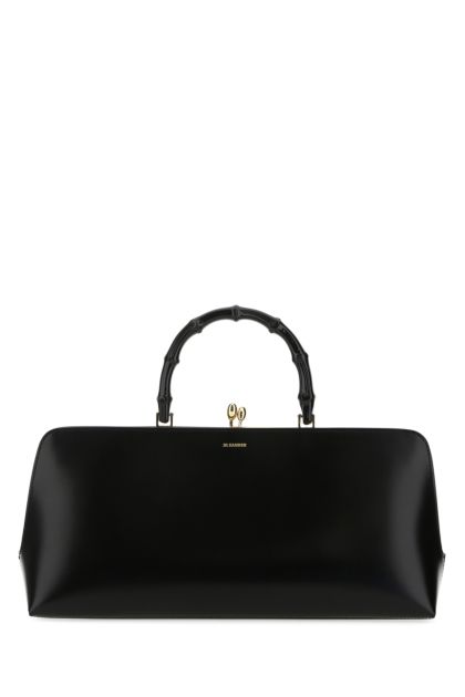 Black leather medium Goji Frame Bamboo handbag 