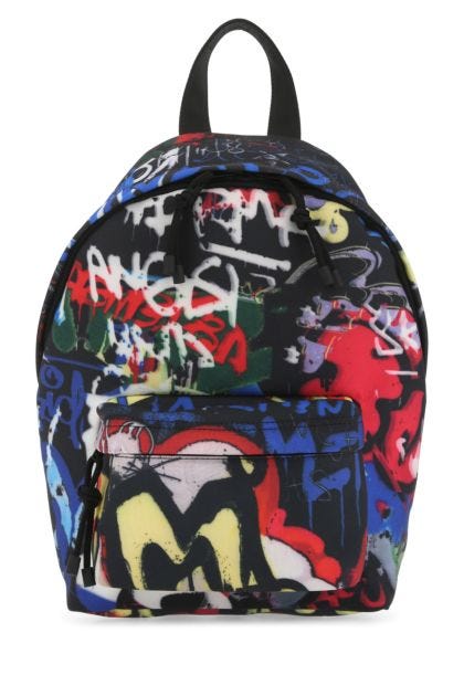 Printed nylon mini Graffiti backpack
