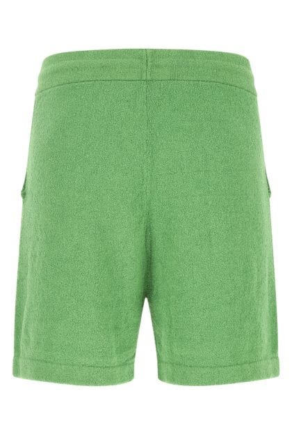 Green stretch terry fabric bermuda shorts