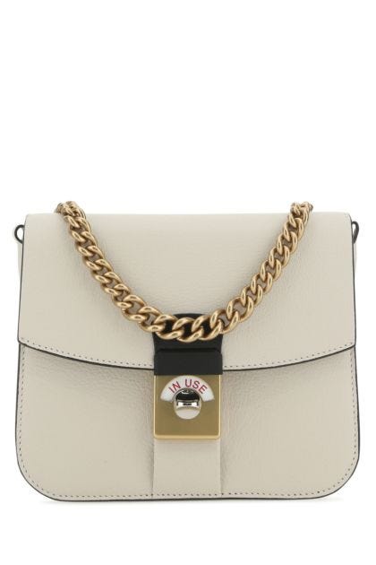 Two-tone leather and cotton New Lock Square handbag