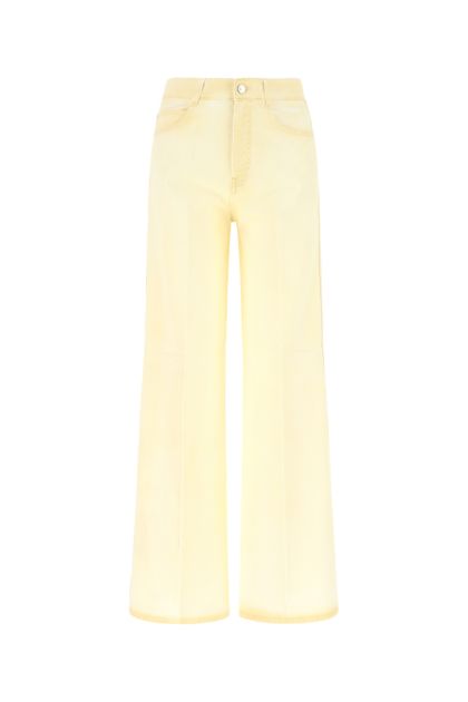 Pastel yellow stretch denim wide-leg jeans