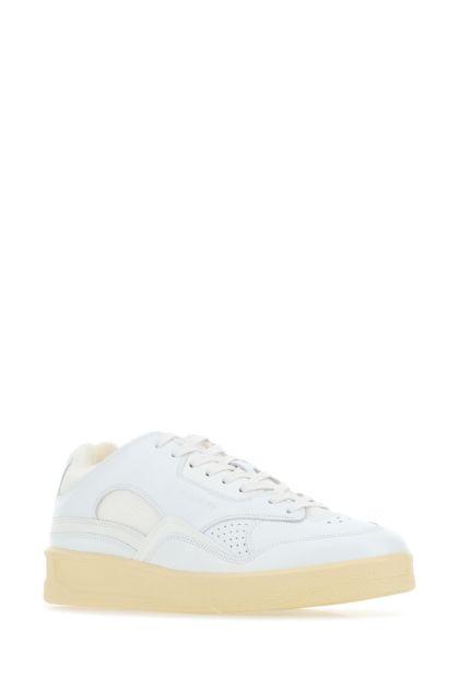 White leather and fabric Basket sneakers