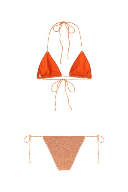 Pastel orange stretch nylon Shine Microkini bikini 