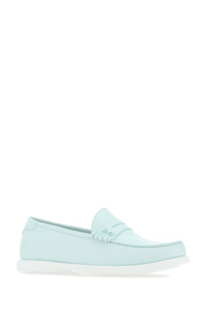 Pastel light-blue leather loafers 