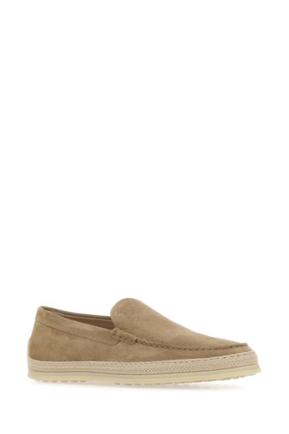 Beige suede loafers 