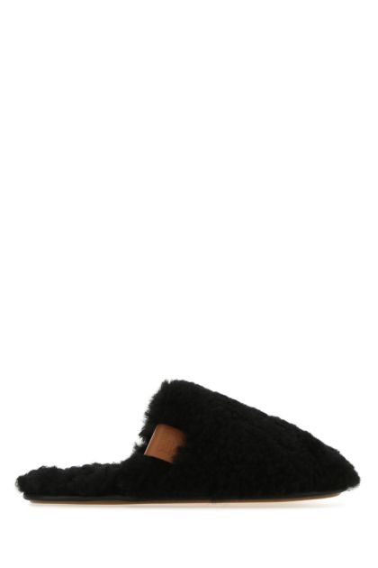 Black shearling slippers 