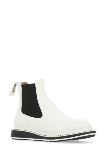 White leather ankle boots