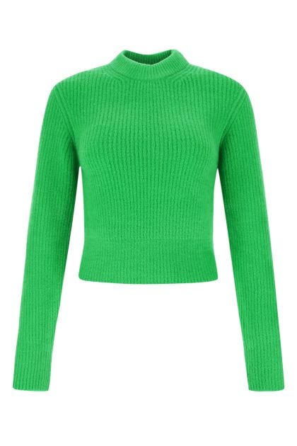 Green stretch wool blend sweater 
