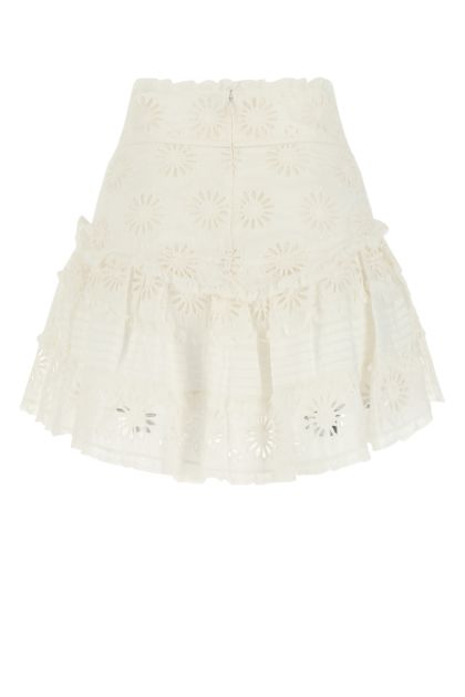 White cotton blend Diva mini skirt